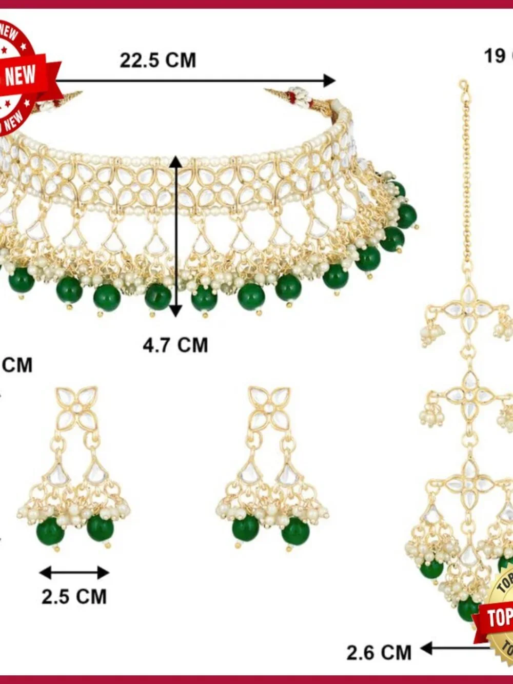 Indian Kundan Choker Set with Earrings and Maang Tikka